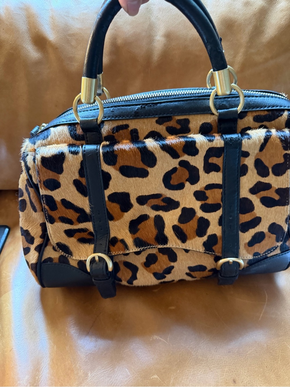 Talbots Leopard Print Genuine Fur Satchel Bag